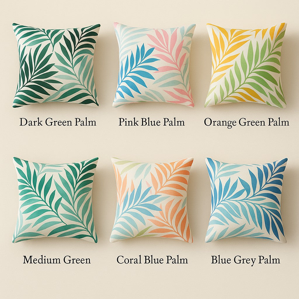 Tropical Palm Leaf Print Outdoor Indoor Patio Sofa Cushions (Set of 6)