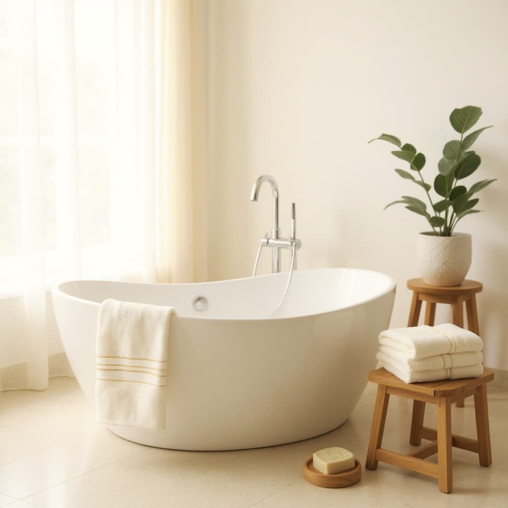 Eco-friendly sustainable bamboo towels in Ivory — soft, hypoallergenic spa bath sheets