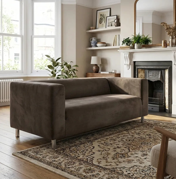 Cappuccino Brown Plush Velvet made-to-measure IKEA Klippan 2-seat loveseat cover