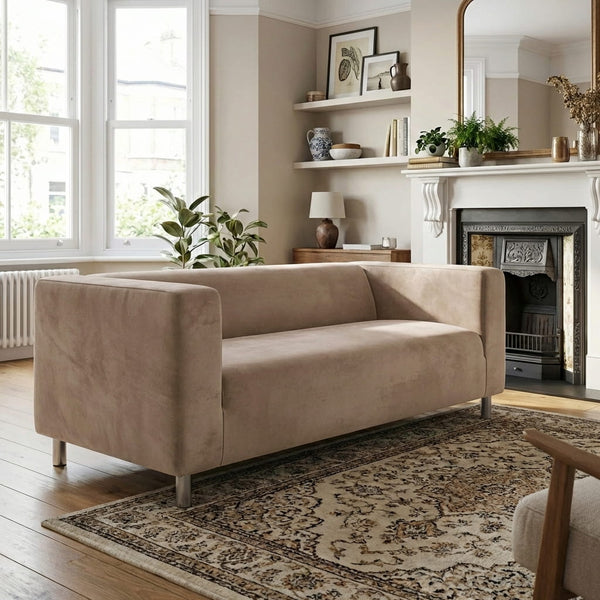 Champagne Plush Velvet made-to-measure IKEA Klippan 2-seat loveseat cover
