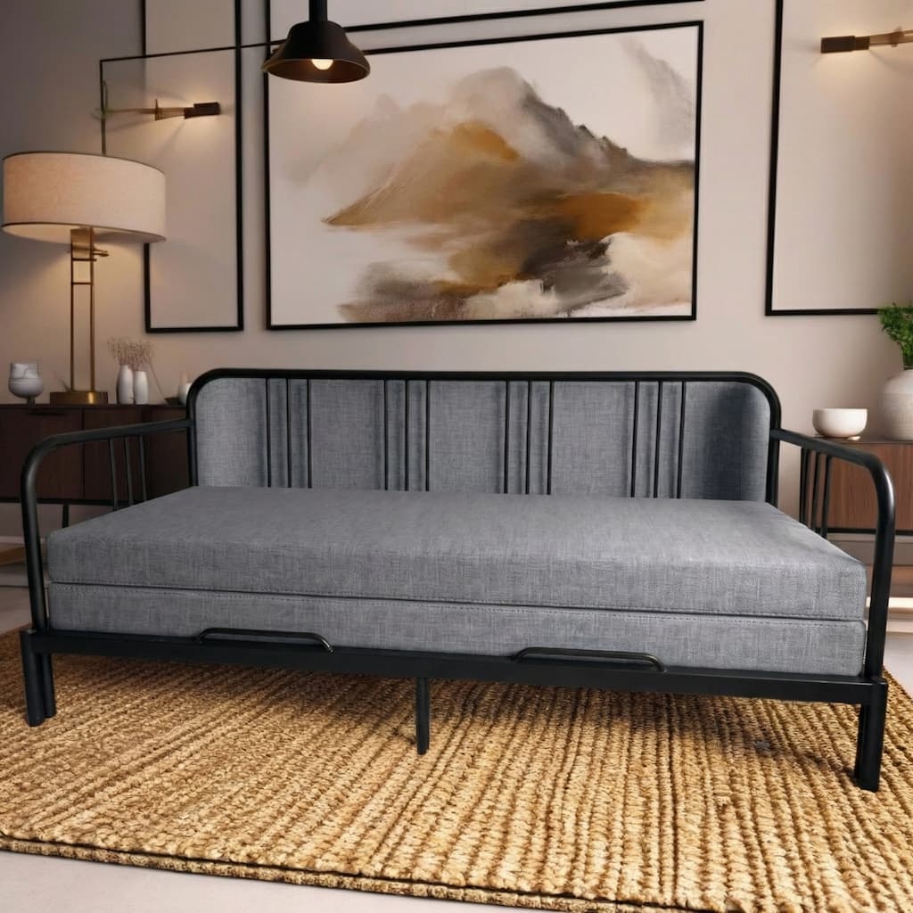 Grey Gray daybed mattress cover — sofa-to-bed protector for the IKEA Hemnes / Fyresdal frame
