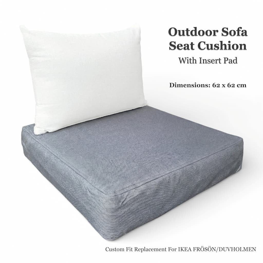 Outdoor Seat Cushions | Fits IKEA FRÖSÖN DUVHOLMEN SOLLERON | Grey