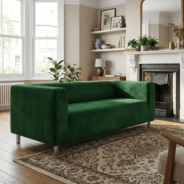 Forest Green Plush Velvet made-to-measure IKEA Klippan 2-seat loveseat cover