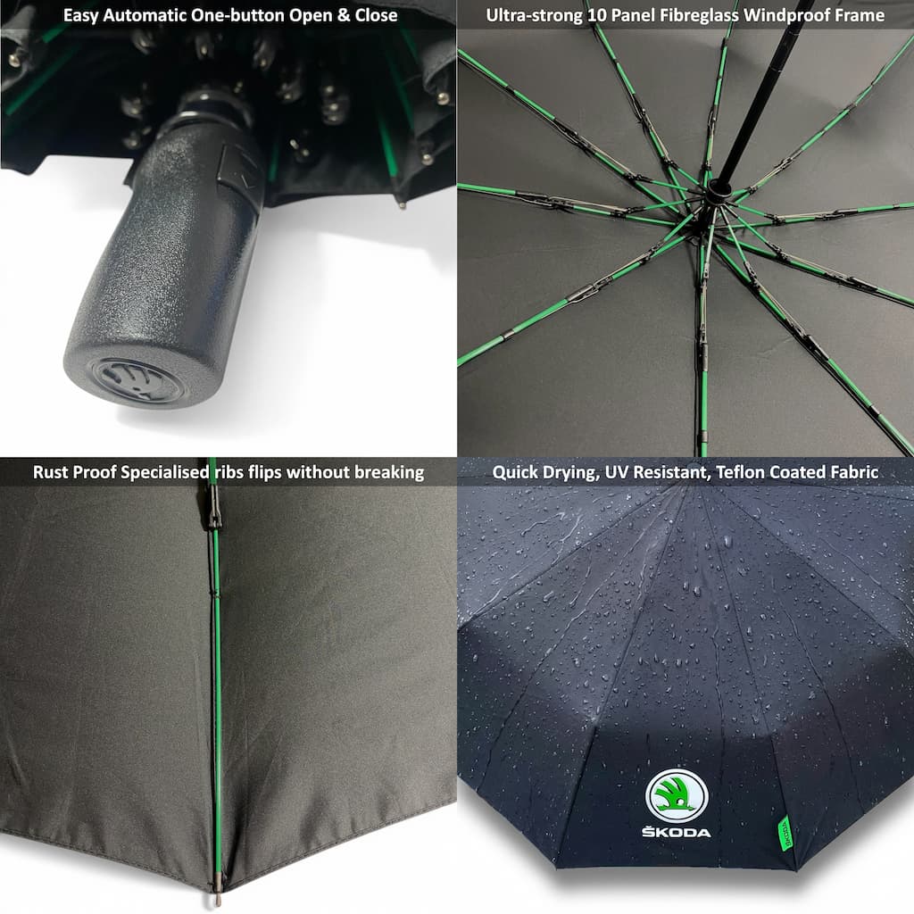 Skoda Umbrella Octavia Accessories Authentic Compact Folding Windproof Brolly