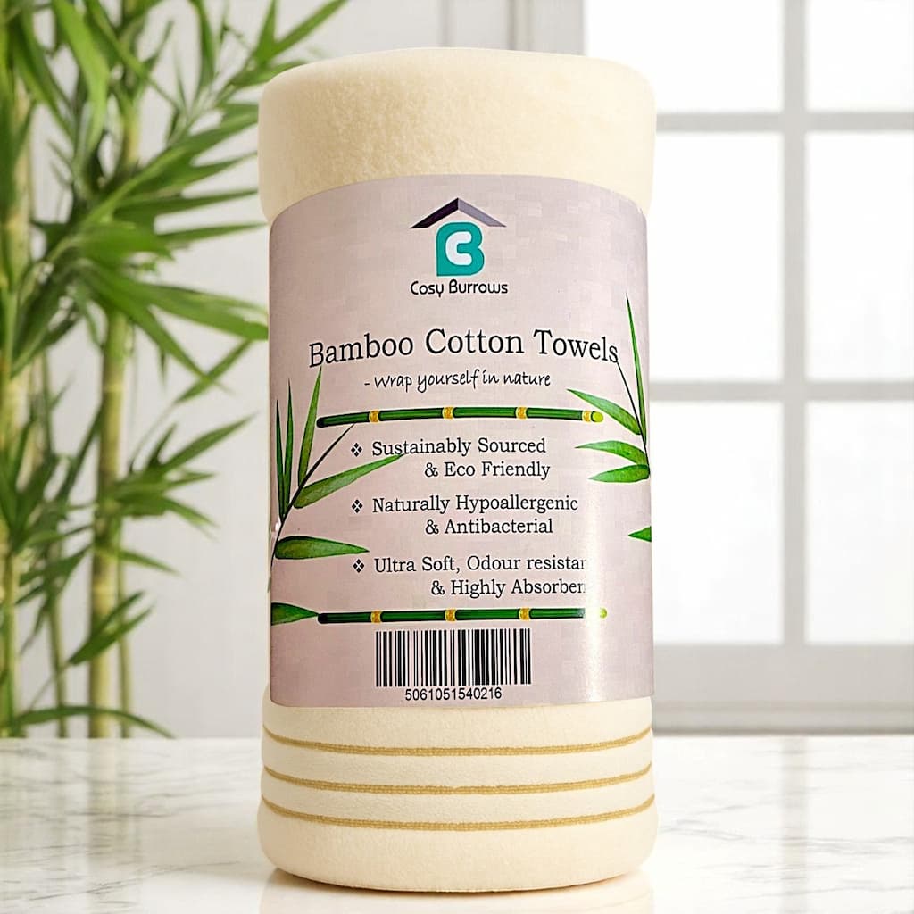 Organic bamboo cotton bath sheet set in Ivory — quick-dry, highly absorbent towels