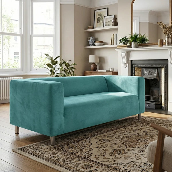 Duck Egg Blue Plush Velvet made-to-measure IKEA Klippan 2-seat loveseat cover