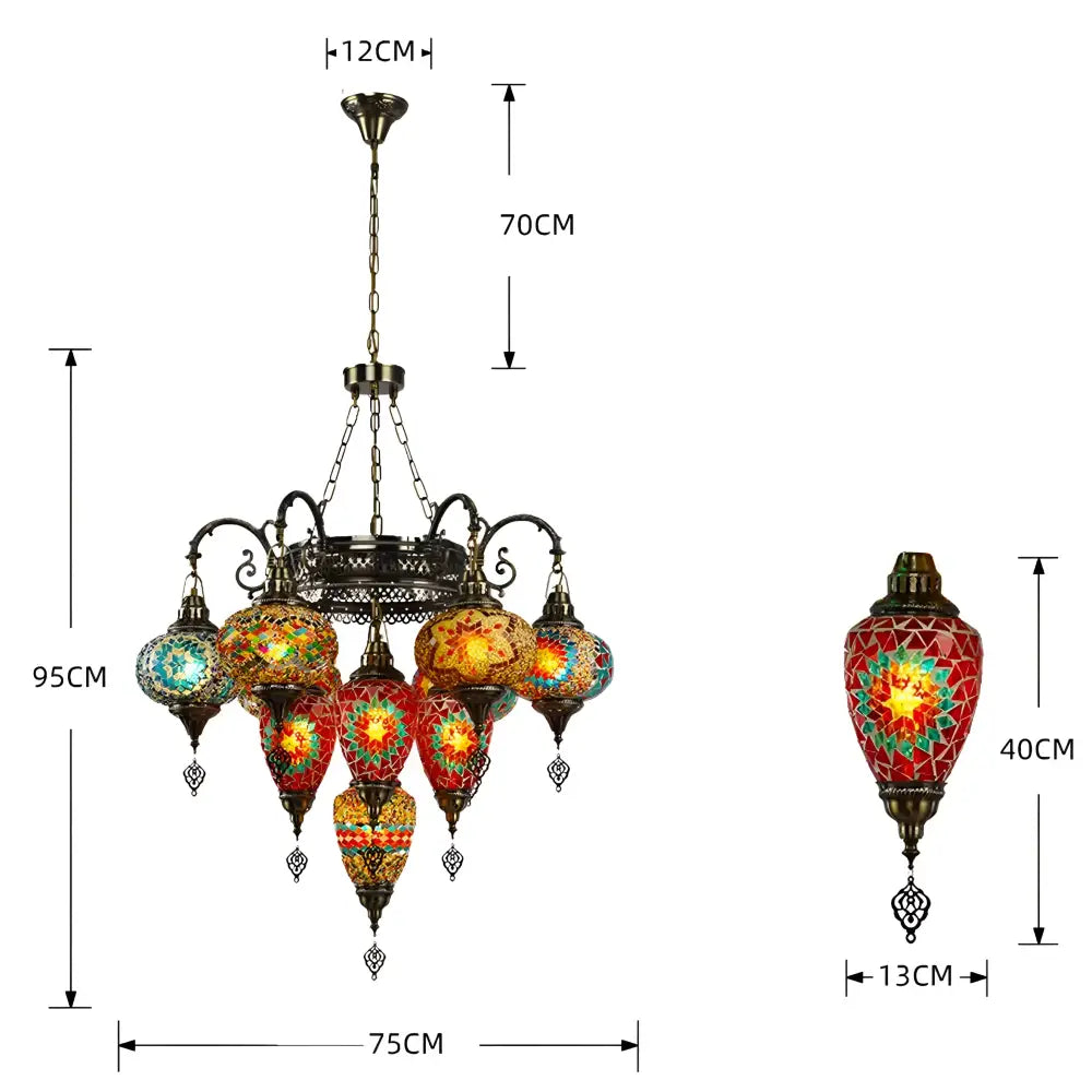 Handmade Bohemian Antique Tiffany Glass Style Chandelier Ceiling Warm Light - Bohemian Style Chandeliers