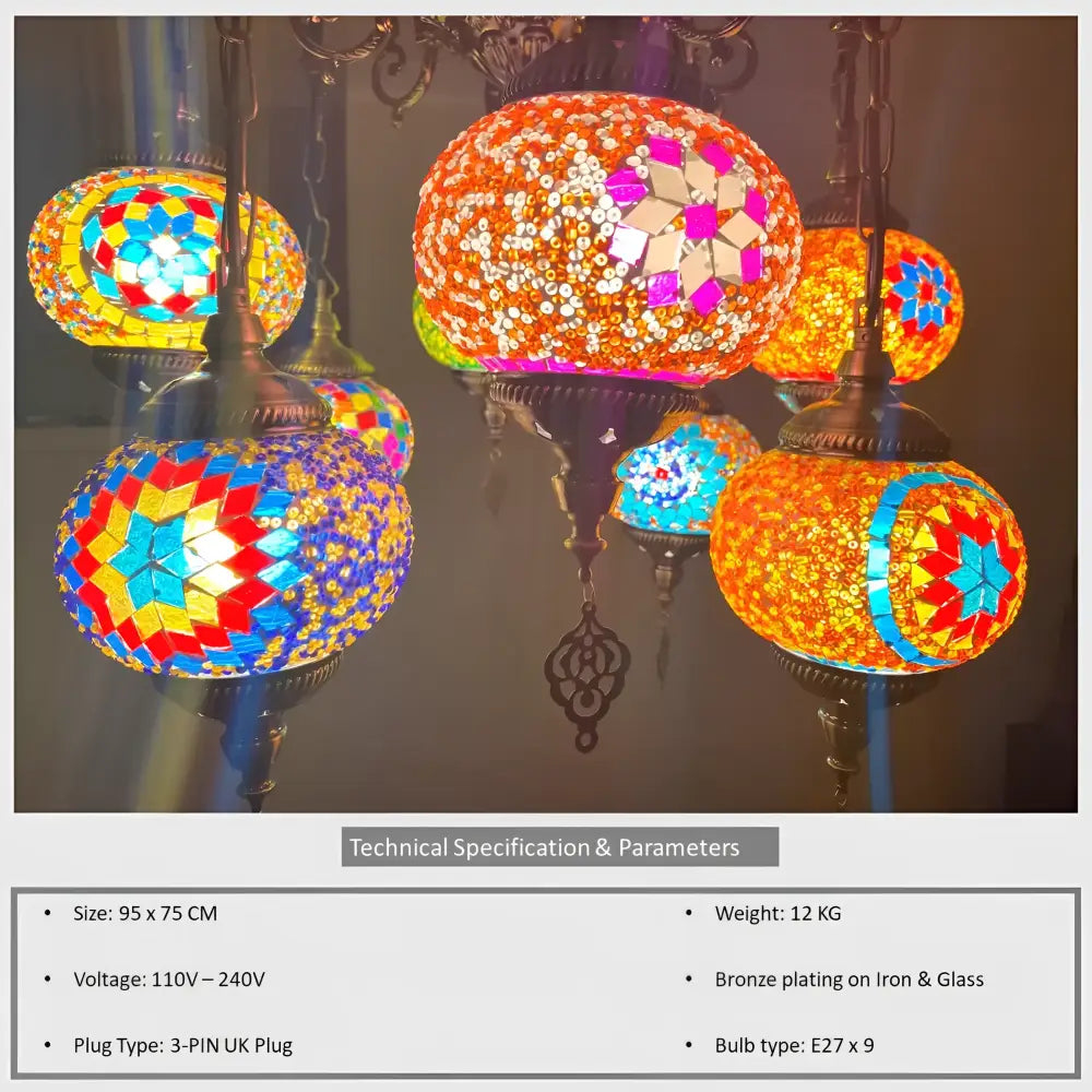 Handmade Bohemian Antique Tiffany Glass Style Chandelier Ceiling Warm Light - Bohemian Style Chandeliers