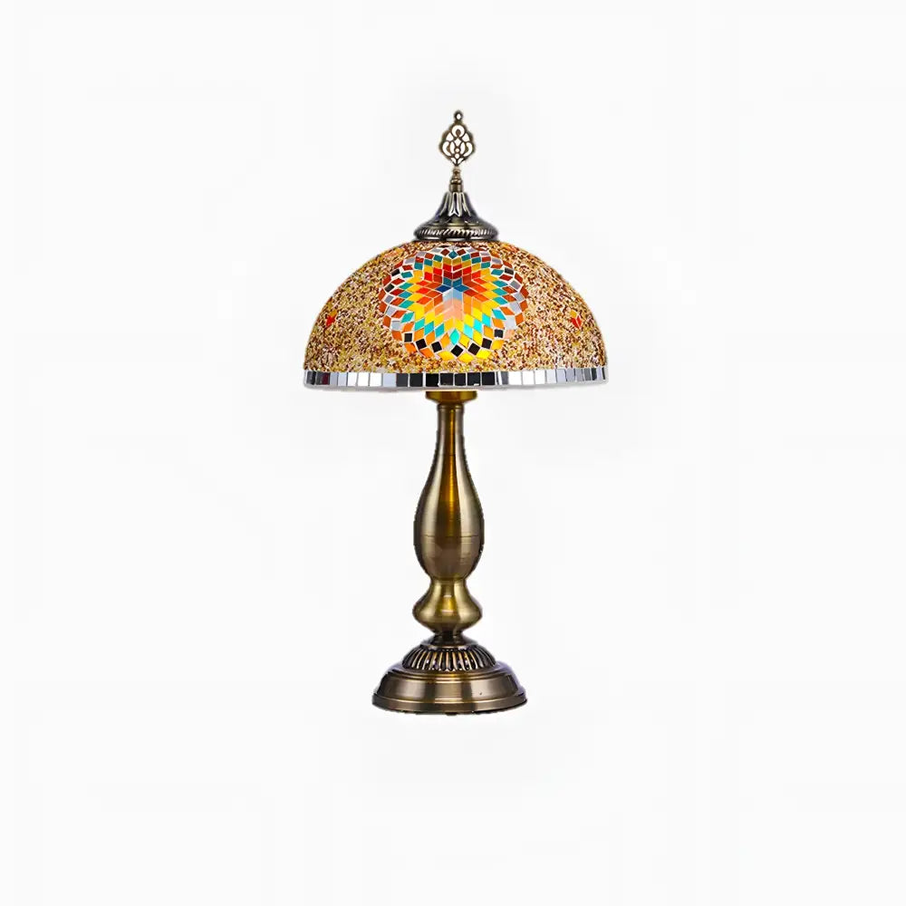 Handmade boho Moroccan table lamp — warm vintage stained-glass home decor accent
