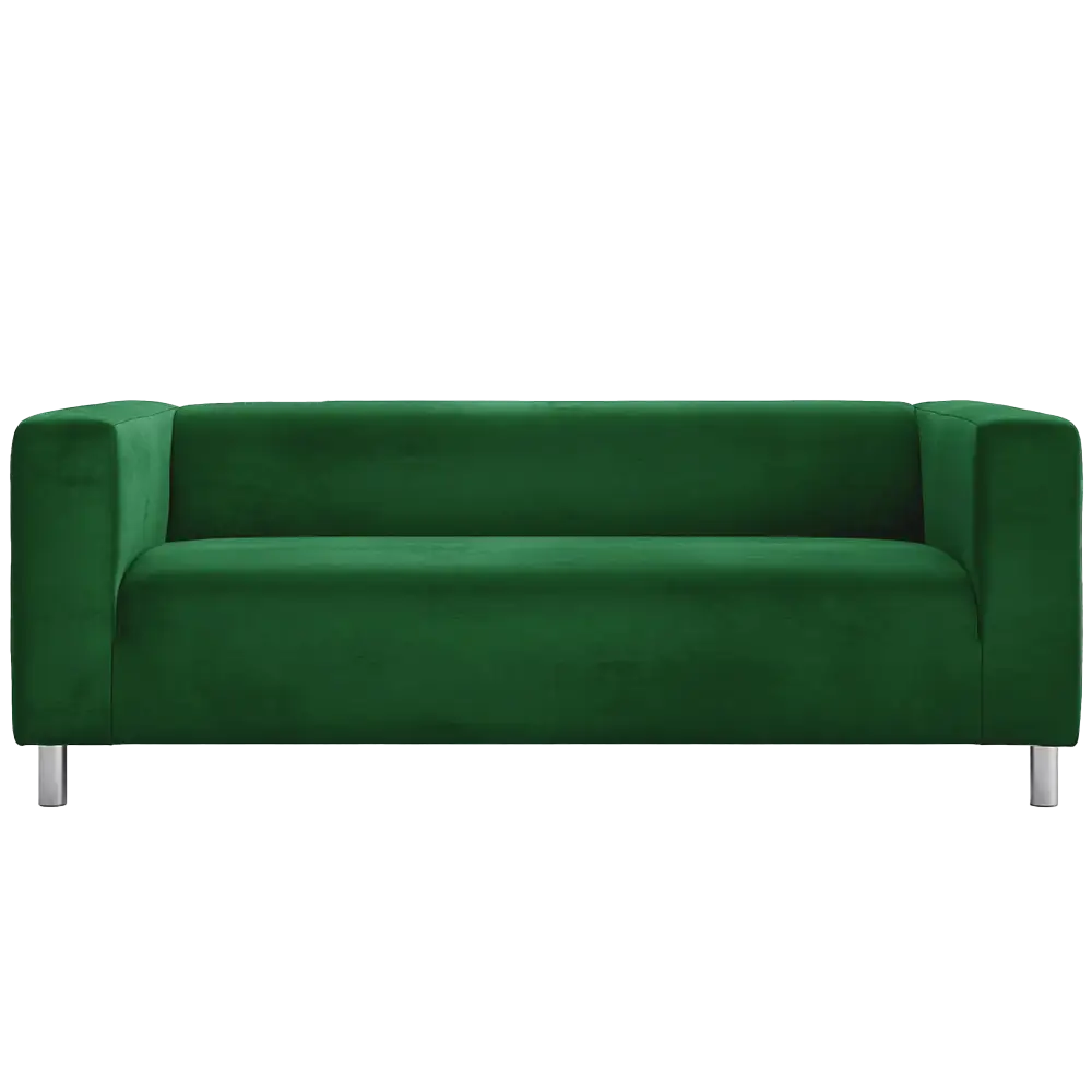Ikea Klippan Loveseat Cover For Two Seat Sofa - Green Plush Velvet Fabric - IKEA Klippan Sofa Cover