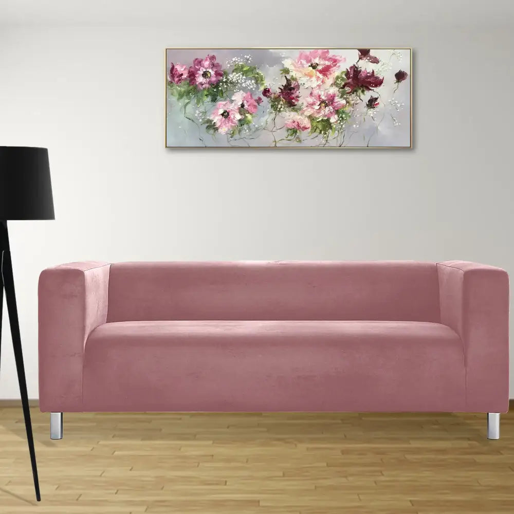 Ikea Klippan Loveseat Cover For Two Seat Sofa - Plush Pink Velvet Fabric - IKEA Klippan Sofa Cover