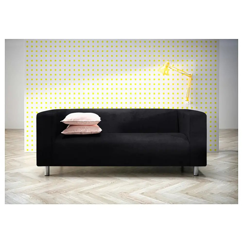 Ikea-Klippan-2-Seater-seat-Replacement-Sofa-cover-black-velvet-uk-free-shipping
