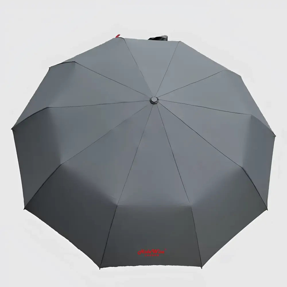Luxury Automatic Windproof Strong Umbrella Anti-UV Grey Brolly by Hidewise London - Compact Umbrella
