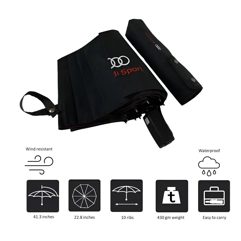 Premium Quality Audi Car Accessories Umbrella Ultra Strong Anti-UV Automatic Folding Brolly - Car Brand Umbrellas