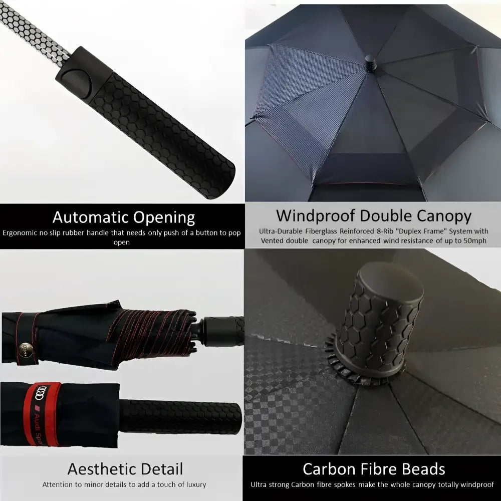 Premium Quality Audi Car Accessories Umbrella Ultra Strong Anti-UV Automatic Brolly - Car Brand Umbrellas