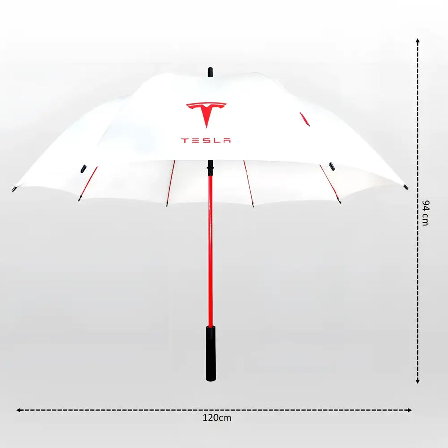 Tesla car accessories — auto-open windproof golf umbrella in White