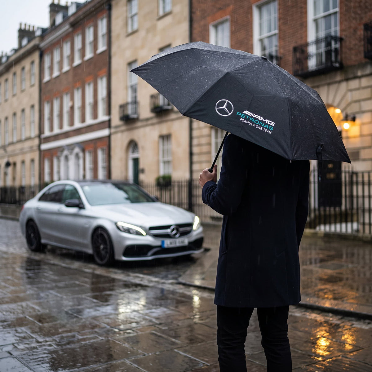 Mercedes Benz Windproof Umbrella Folding Compact AMG Petronas F1 Accessory Black