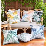Tropiskt palmblad Kuddfodral Set om 6 - Utomhus Trädgård Patio 50×50 cm Vattenresistent Dralon Polyester, Multicolour Print