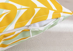 Lemon Green palm-print scatter cushion cover — water-resistant outdoor sofa and bench pillow