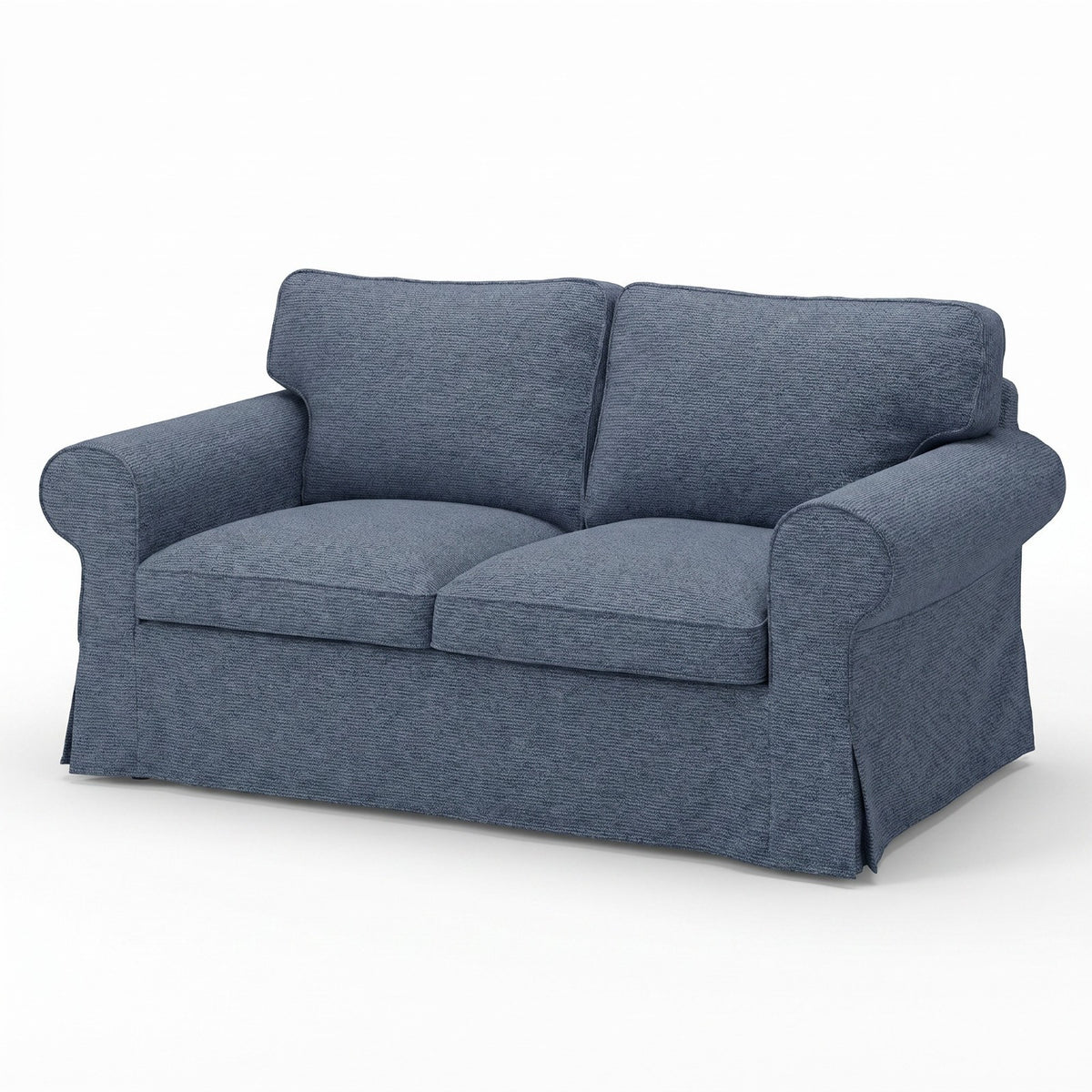 IKEA EKTORP 2 Seat Sofa Cover - 5-Piece Washable Slipcover Set, Denim Blue Chenille-Bouclé