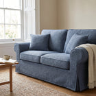IKEA EKTORP 2 Seat Sofa Cover - 5-Piece Washable Slipcover Set, Denim Blue Chenille-Bouclé