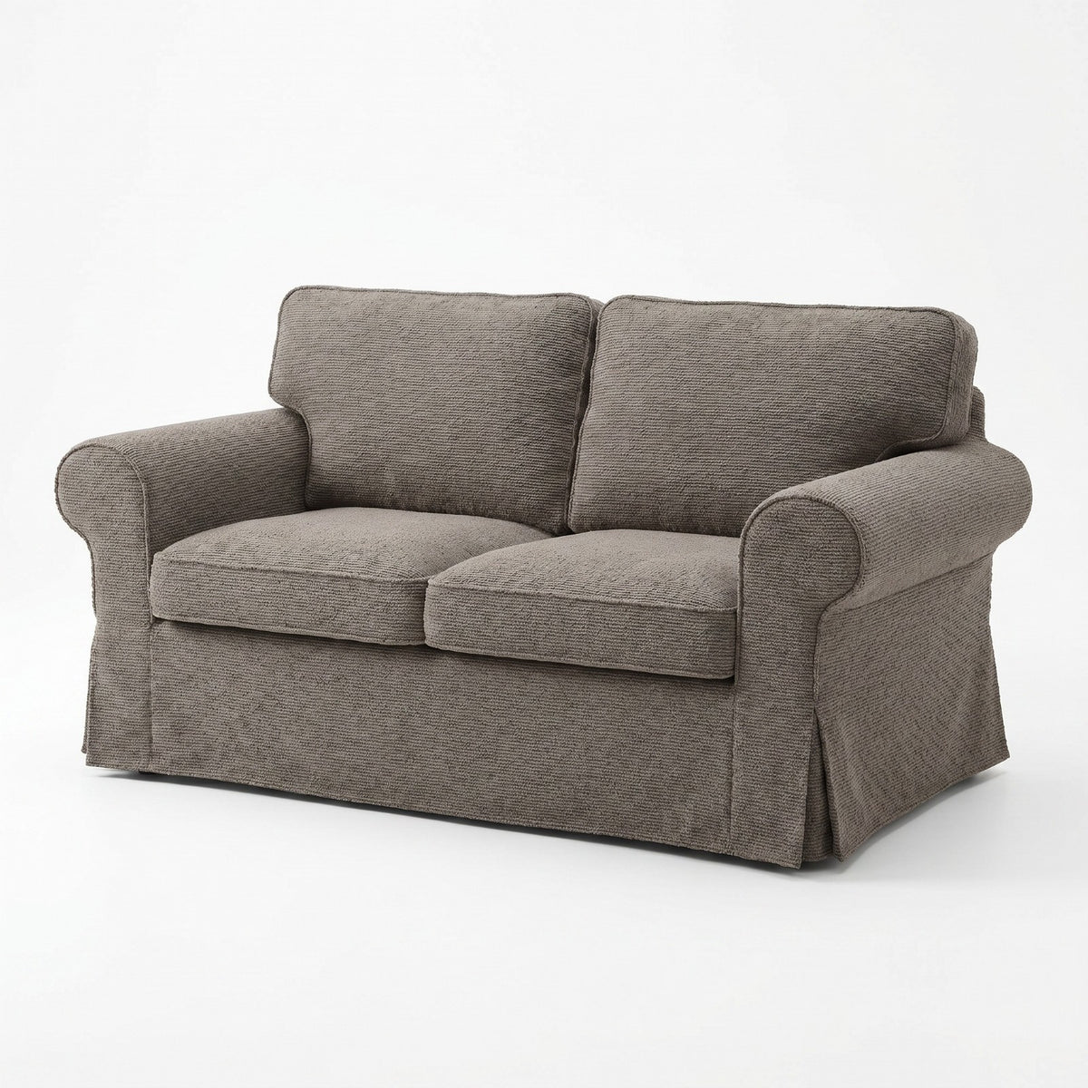 IKEA EKTORP 2 Seat Sofa Cover - 5-Piece Washable Slipcover Set, Grey Chenille-Bouclé