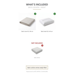 Outdoor Back Cushion with Insert 62x44 cm – Fits IKEA Frösön Duvholmen – Pebble