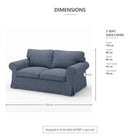 IKEA EKTORP 2 Seat Sofa Cover - 5-Piece Washable Slipcover Set, Denim Blue Chenille-Bouclé