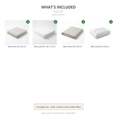 Outdoor Seat & Back Cushion Set for IKEA Frösön Duvholmen Järpön – Pebble