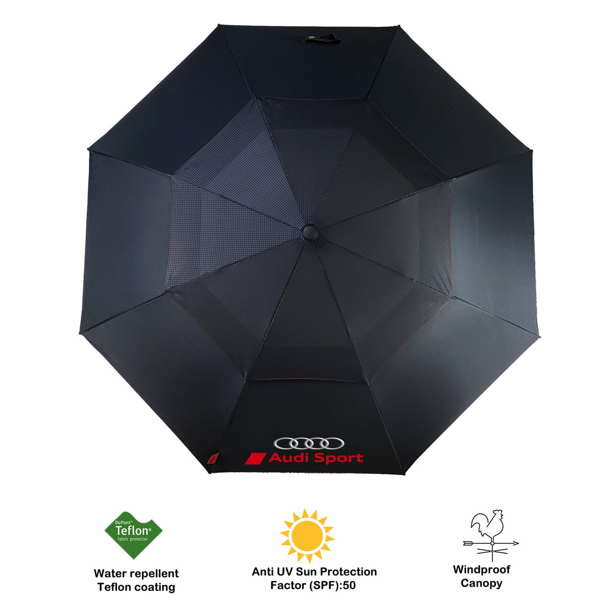 Audi Paraply - Golftillbehör med varumärke, Vindtät Automatisk öppning Svart Merchandise Present