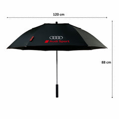 Audi compact folding umbrella dimensions and canopy size guide, Black