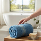 Bamboo Cotton Bath Sheet & Gym Hand Towel Set Teal Blue — Eco-Friendly Quick-Dry Absorbent Spa Towel