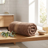 Bamboo Cotton Bath Sheet & Gym Hand Towel Set Brown — Eco-Friendly Quick-Dry Absorbent Spa Towel