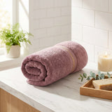 Bamboo Cotton Bath Sheet & Gym Hand Towel Set Mauve — Eco-Friendly Quick-Dry Absorbent Spa Towel
