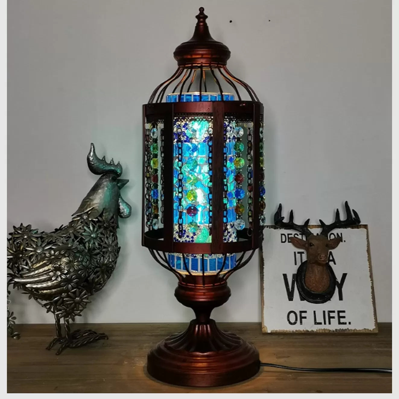 handmade-bohemian-classic-style-night-table-bedside-blue-lamp-handcrafted