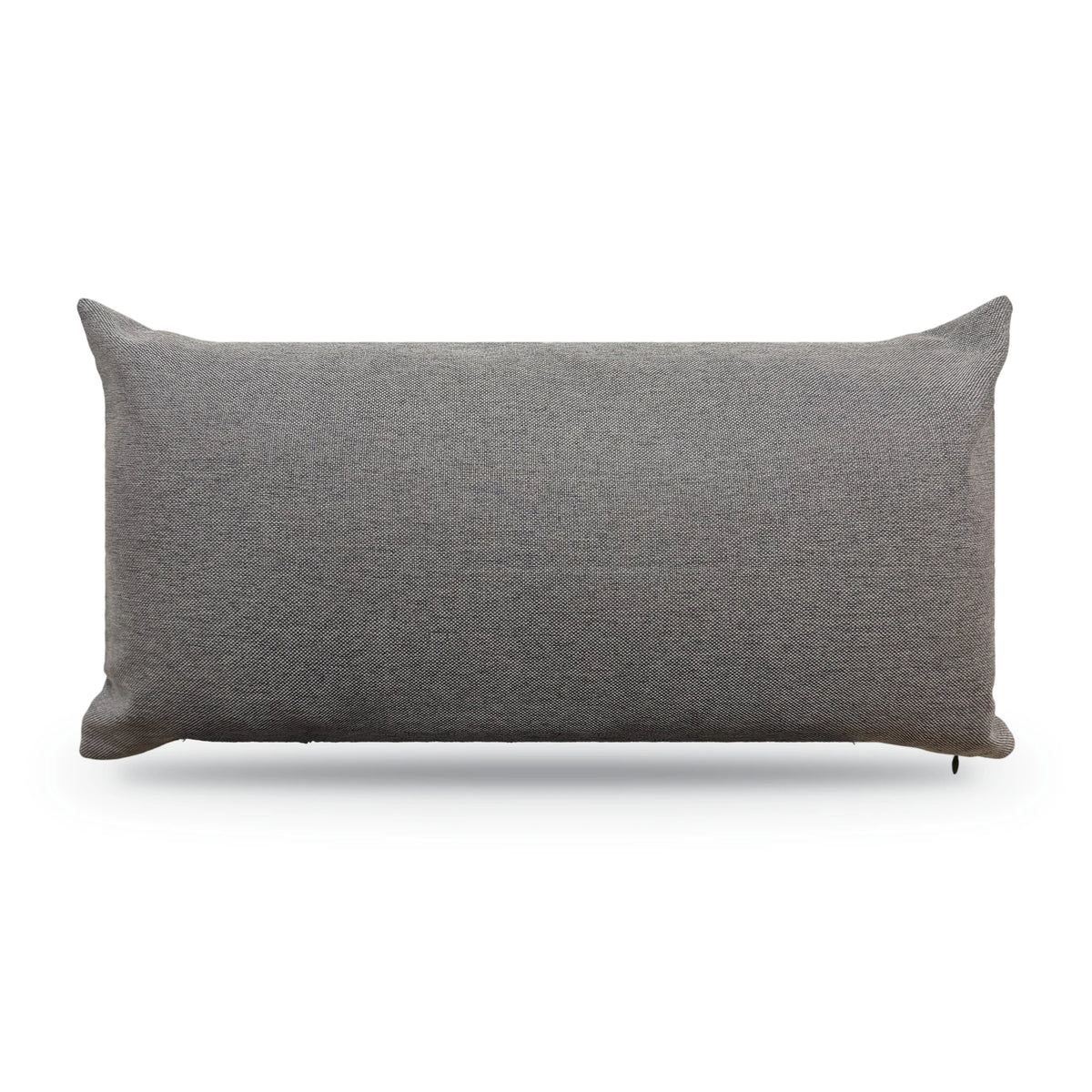 Grey lumbar cushion with insert, 58 x 30 cm, front view of the textured polycotton cover