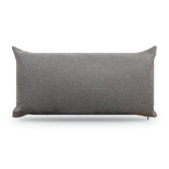 Grey lumbar cushion with insert, 58 x 30 cm, front view of the textured polycotton cover