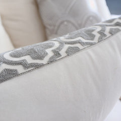 Embroidered Grey & White throw pillow covers — luxury textured home decor accent