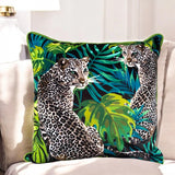 Samt-Kissenbezug Leopard – Zitronengras