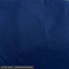 Unedited close-up of the blue velvet on the Ektorp sofa cover, showing the dense pile and soft sheen