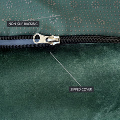 Bottle Green velvet Ektorp cushion cover zip and grip-dot non-slip backing that holds the cushions in place