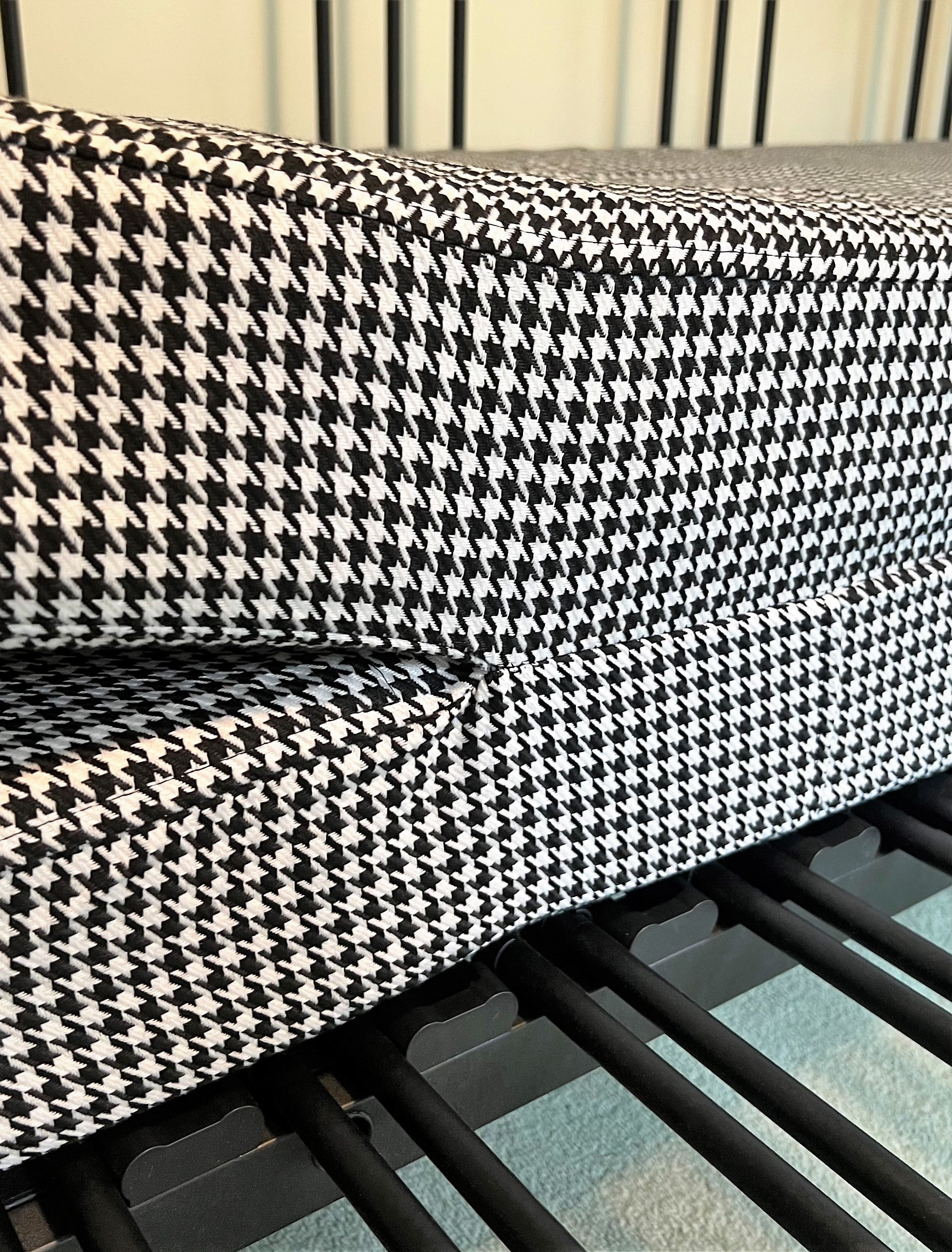 IKEA-DayBed-Sofa-Fitted-Bedsheet-double-Mattress-Cover-made-to-measure-custom-Fits-FYRESDAL-HEMNES-BRIMNES-FLEKKE-cosy-burrows-dogtooth-fabric-easy-folding