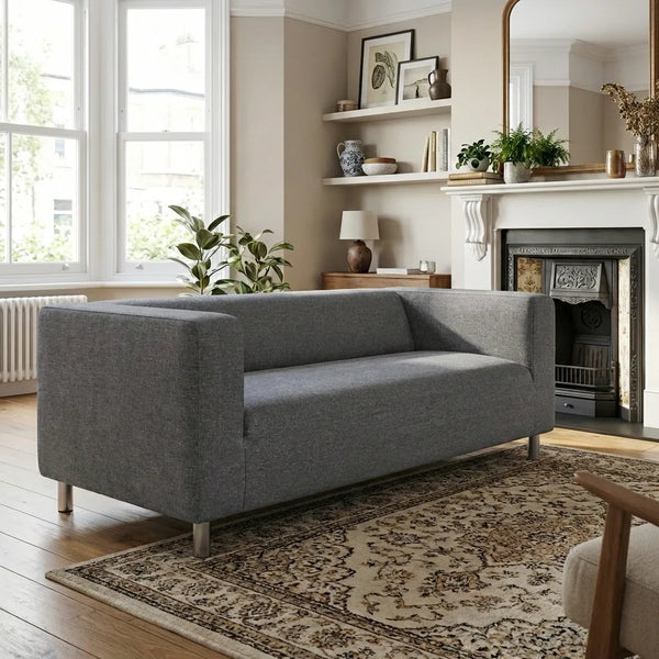 Slate Grey Durable Polycotton made-to-measure IKEA Klippan 2-seat loveseat cover