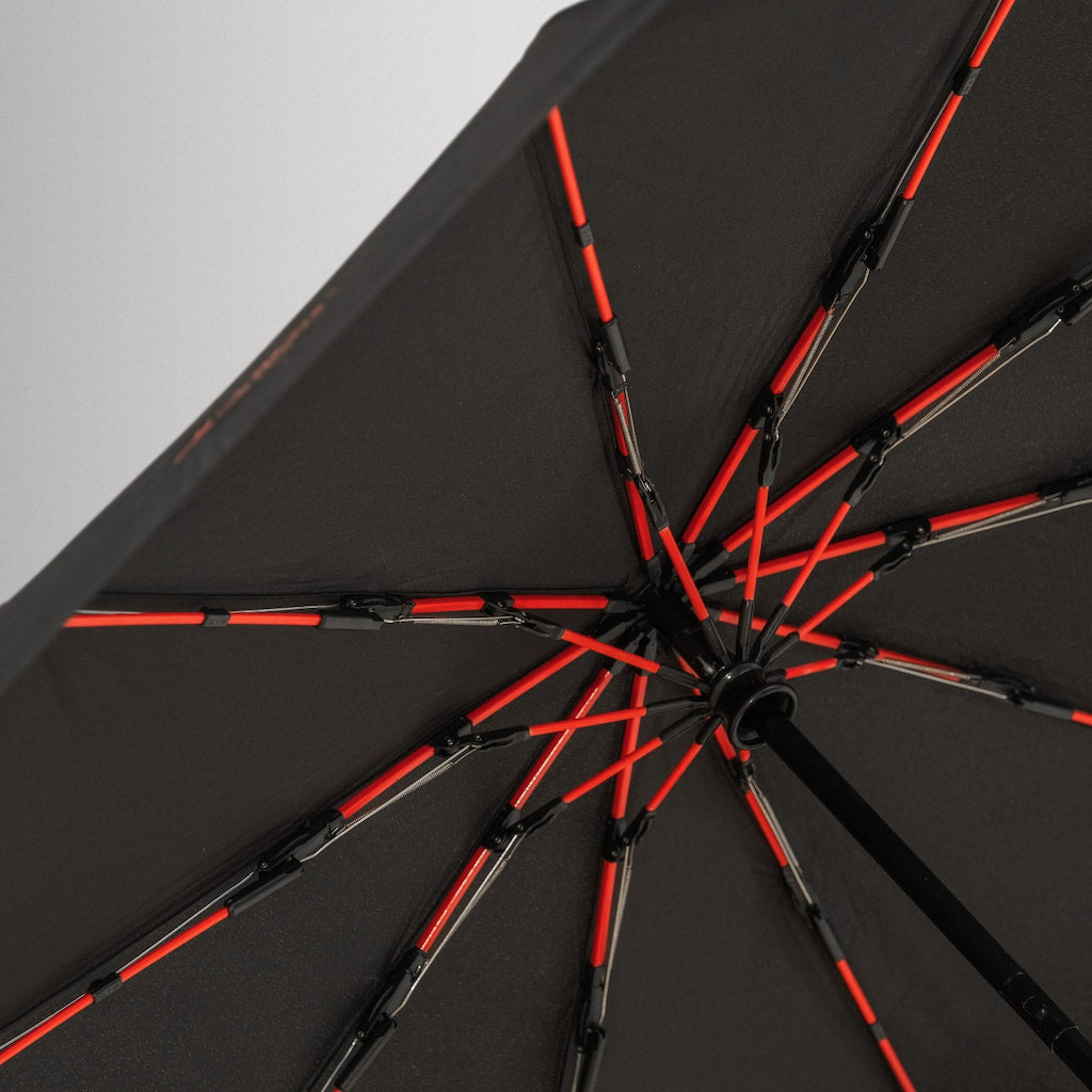 Parapluie automatique de luxe coupe-vent résistant anti-UV noir Brolly par Hidewise London