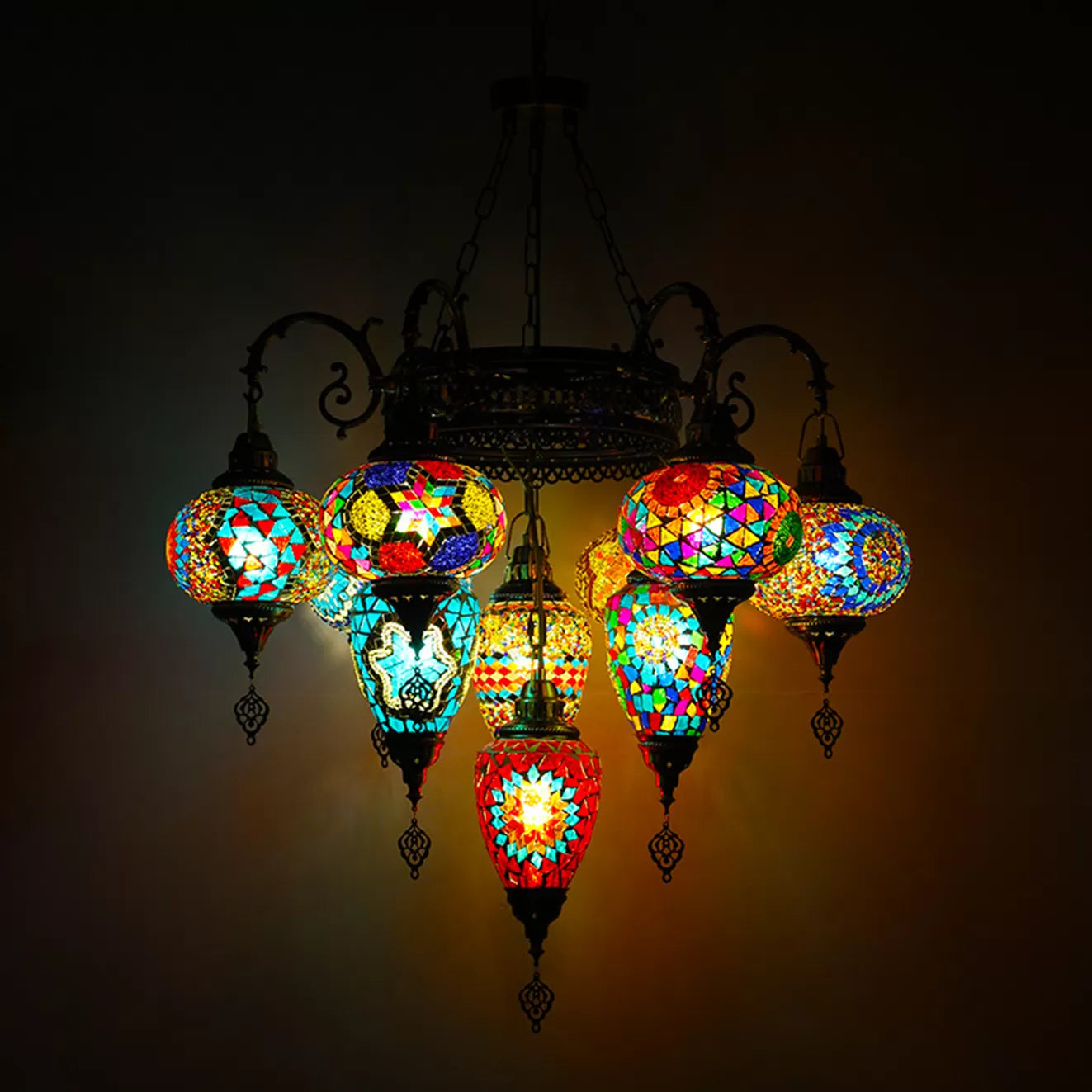 handmade-bohemian-style-ceiling-chandelier-Pandora-lamp-handcrafted-home-decor-multi-colour