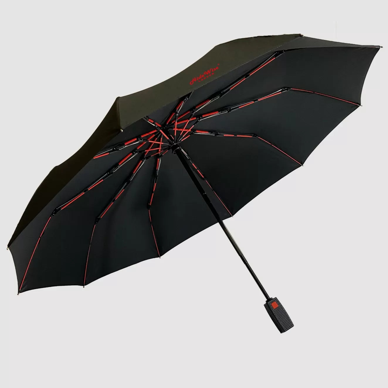 Luxury Automatic Umbrella Ultra Strong Anti-UV Black Brolly by Hidewise London