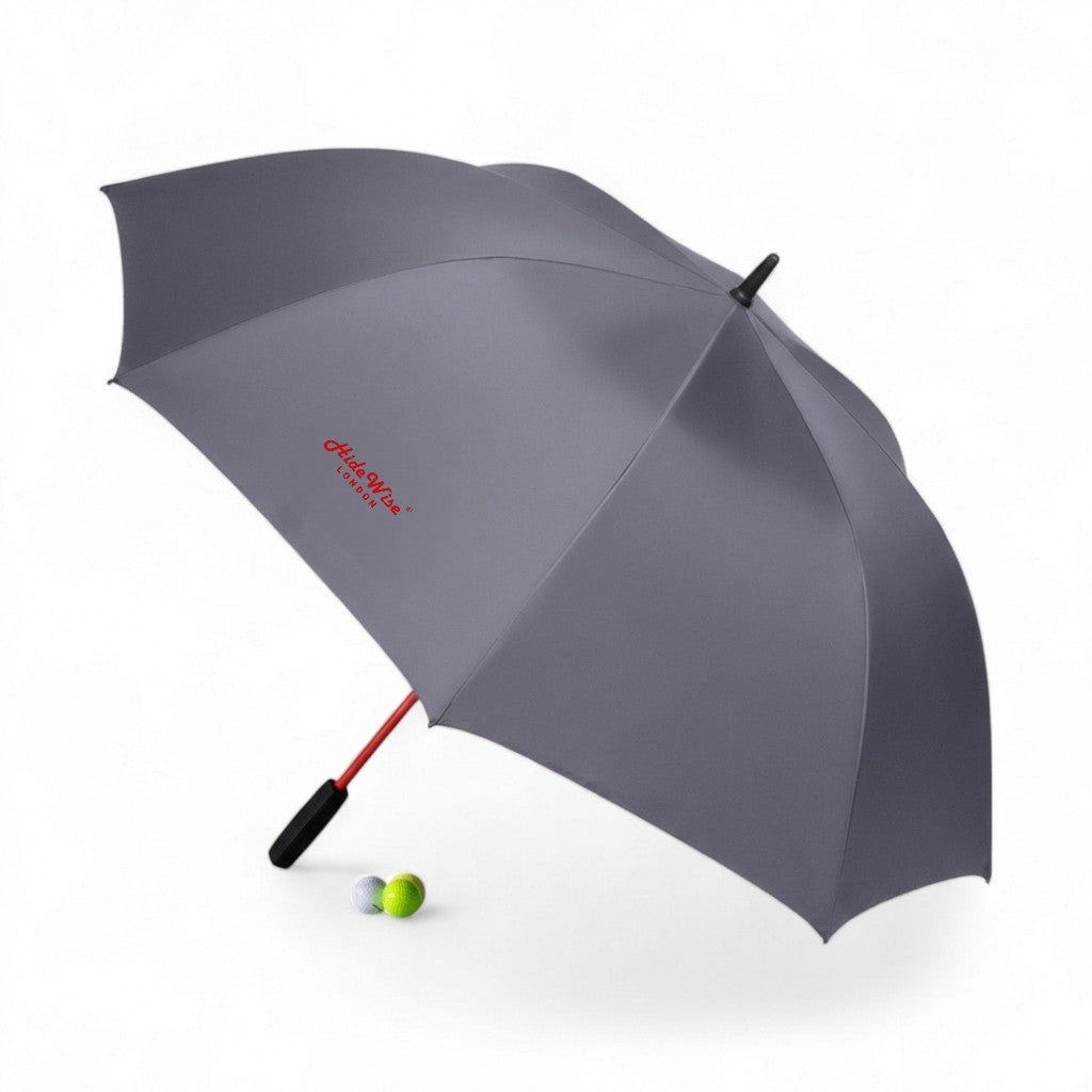 HideWise London Golf Umbrella — Windproof UV Resistant Automatic Luxury Sun Rain Brolly — Grey