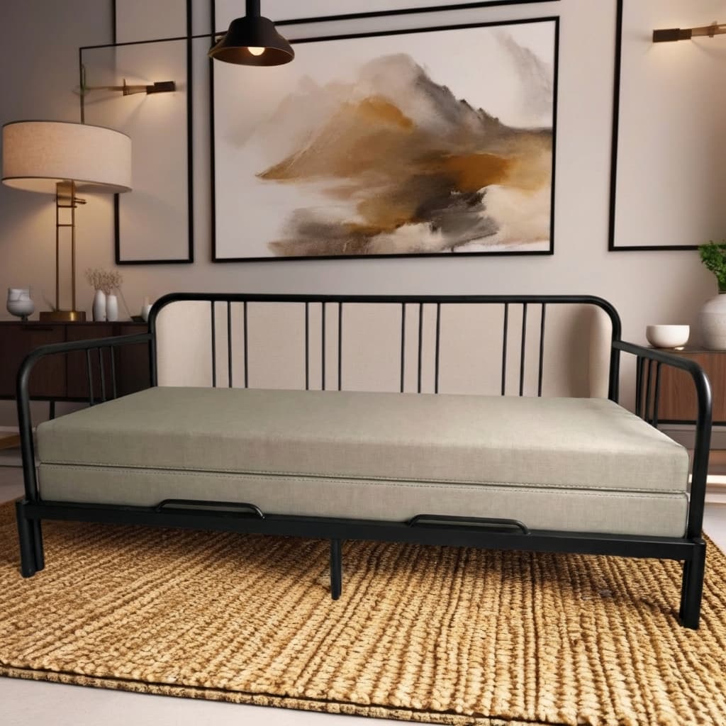 Neutral Beige daybed mattress cover — sofa-to-bed protector for the IKEA Hemnes / Fyresdal frame 