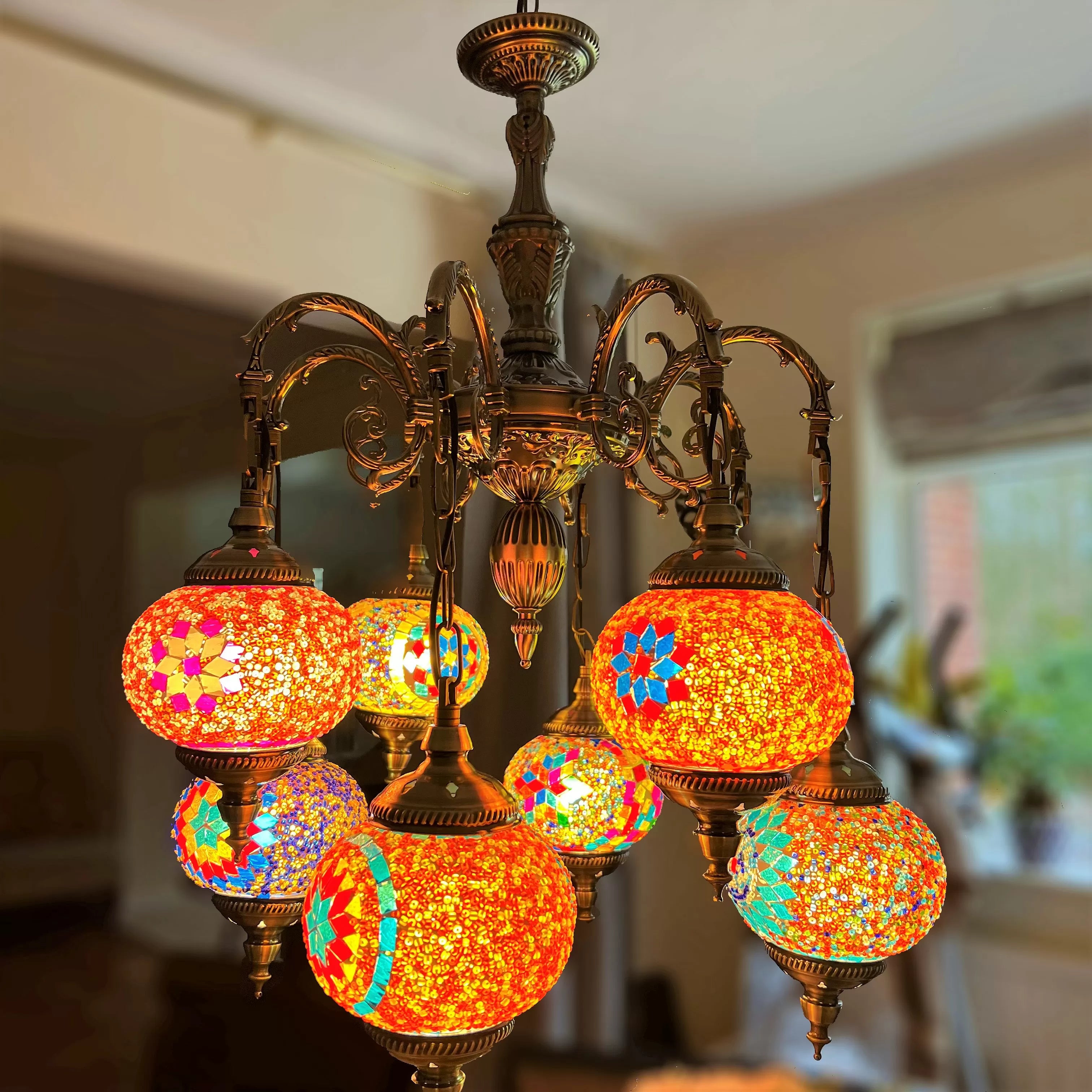 handmade-bohemian-style-ceiling-chandelier-nightingale-lamp-handcrafted-home-decor-multi-colour-beautiful-elegant-metal-glass