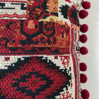 Boho Patchwork Kuddfodral Set om 2 - Pompom Trim 50×50 cm Handgjord UK, Burgundy & Cream
